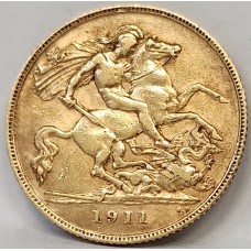 AUSTRALIA 1911 . HALF 1/2 SOVEREIGN . PERTH . GOLD